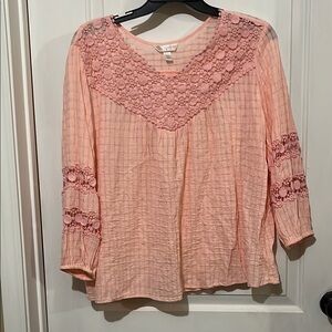 Krazy Kat Pink Embellished 3/4 Sleeve Blouse